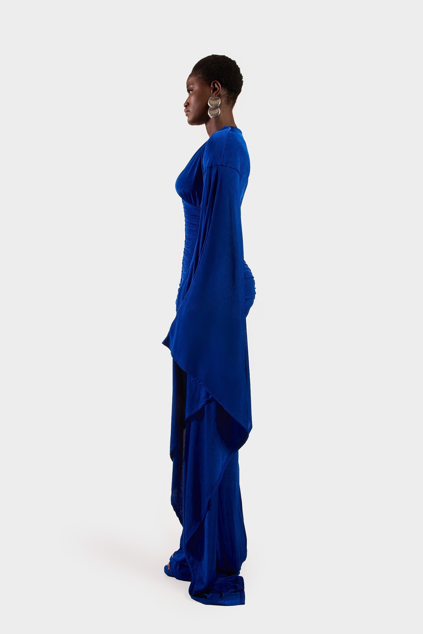 Ruched Batwing Gown - Sapphire